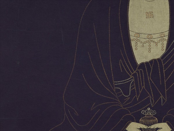 清彭元瑞書壽字無量壽佛像　軸