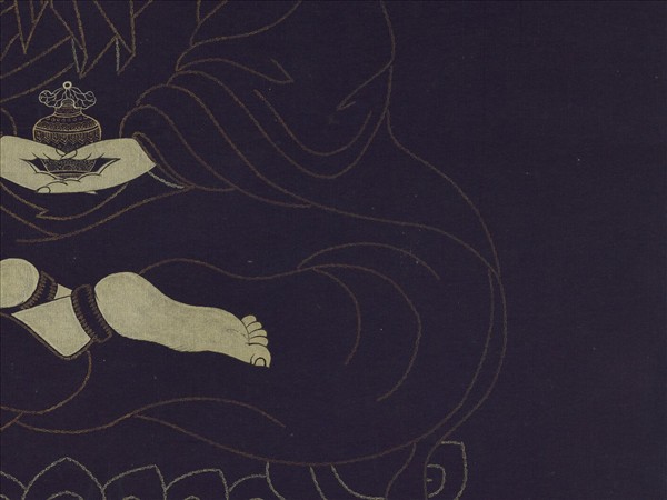 清彭元瑞書壽字無量壽佛像　軸