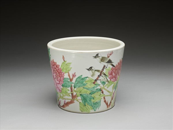 粉彩花鳥紋花盆