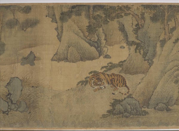 明趙汝殷風林群虎圖　卷