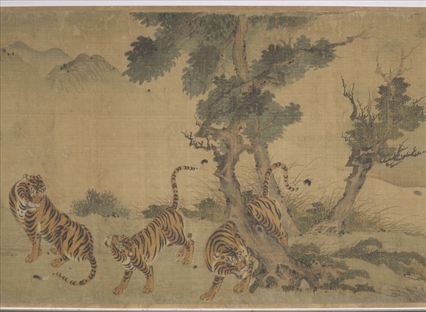 明趙汝殷風林群虎圖　卷