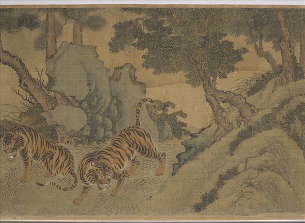 明趙汝殷風林群虎圖　卷