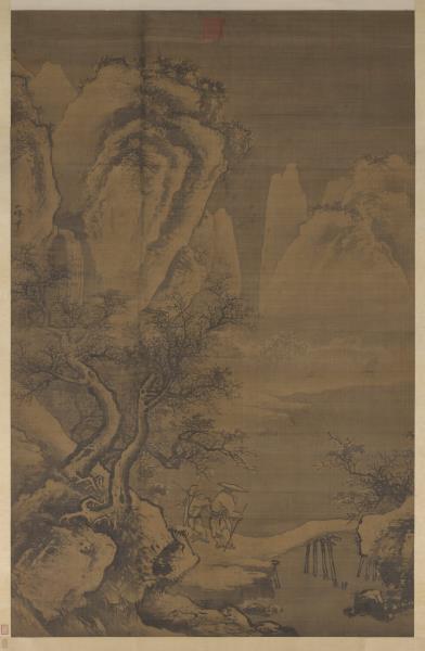 明吳偉寒山積雪　軸