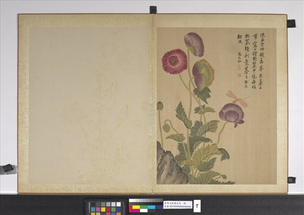 清馬元馭畫花卉　冊　罌粟蜻蜓