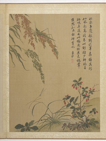 清馬元馭畫花卉　冊　枸杞蝗蟲