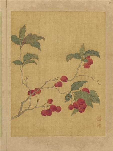 清鄒元斗花卉　冊　櫻桃