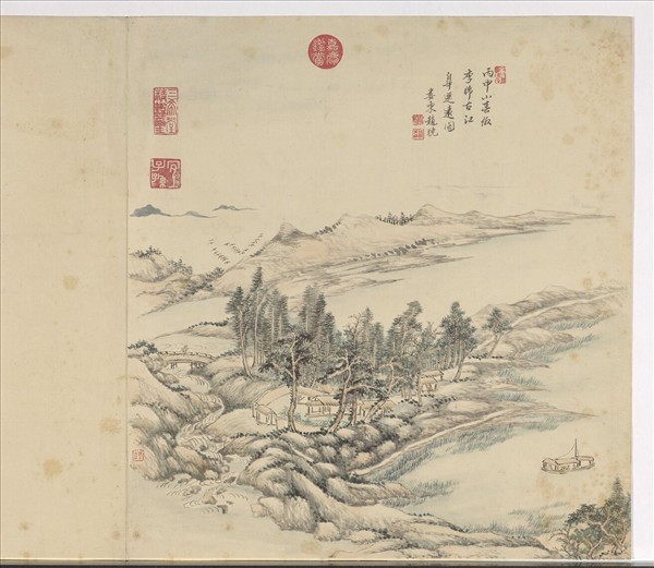 清趙曉畫山水　冊　林屋溪船