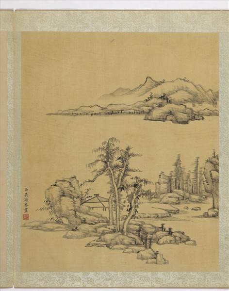 清吳暻山水　冊　遙峰疏樹