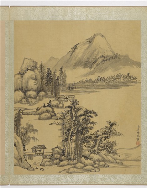 清吳暻山水　冊　村樹谿橋