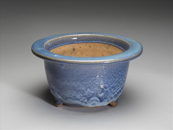 天藍釉盤口花盆
