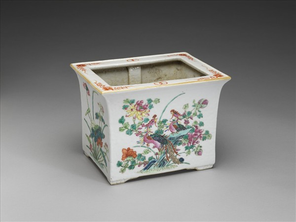 粉彩花鳥紋花盆