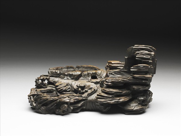 山水奇石流水木座