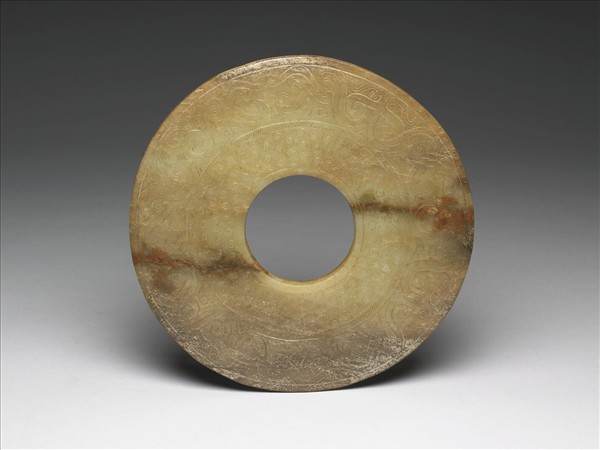 玉雙身獸紋璧（紋飾後加）