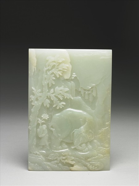 玉梅枝洗象插屏（一對）