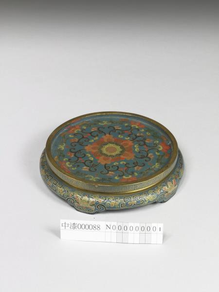 彩繪花卉紋木座