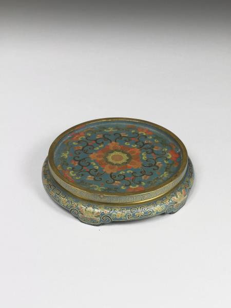 彩繪花卉紋木座