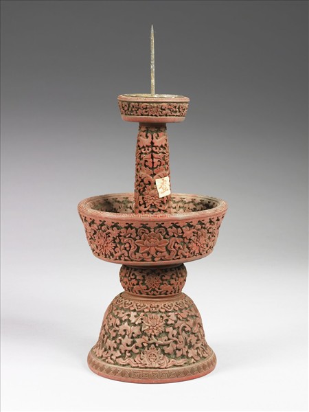 剔紅八寶番蓮紋燭台（五供）