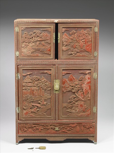 剔紅山水人物小櫃