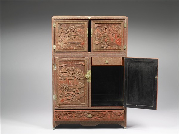 剔紅山水人物小櫃