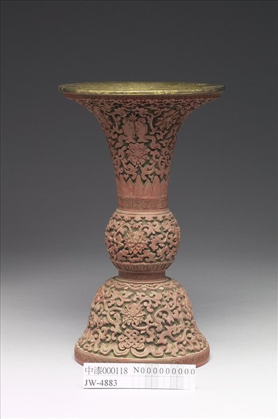 剔紅八寶番蓮紋瓶（五供）