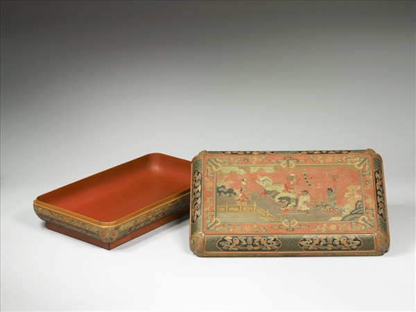 鎗金填漆五穀豐登圖長方盒