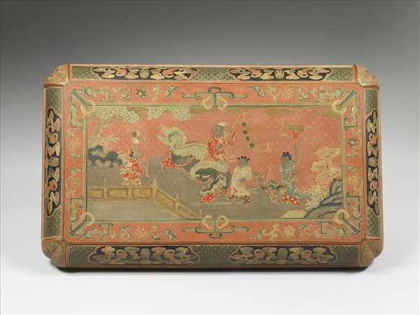 鎗金填漆五穀豐登圖長方盒