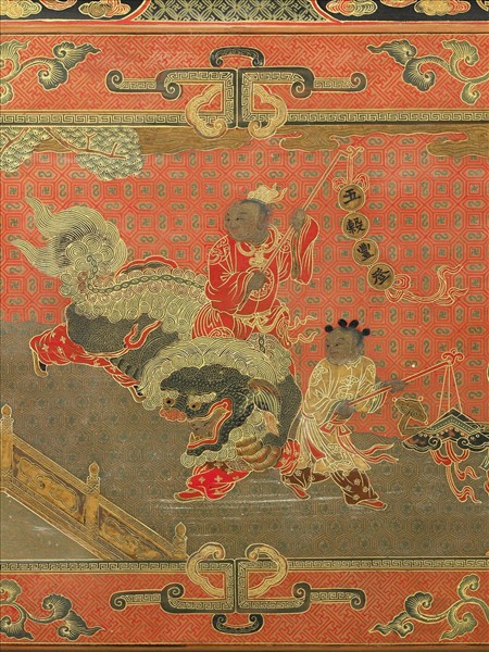 鎗金填漆五穀豐登圖長方盒