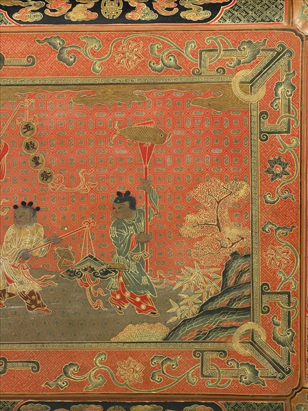 鎗金填漆五穀豐登圖長方盒