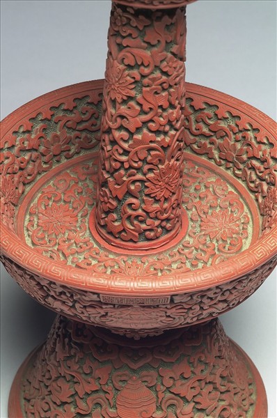 剔紅八寶番蓮紋燭台