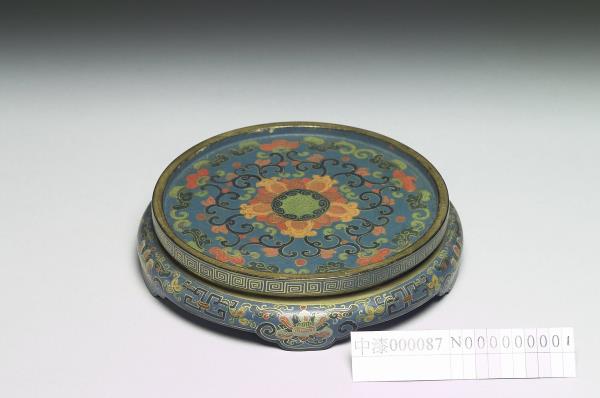 彩繪花卉紋木座