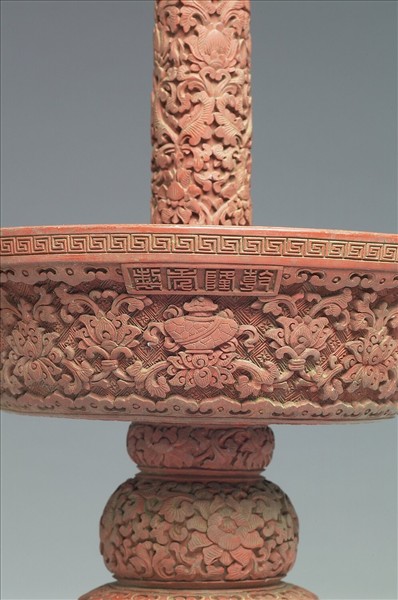 剔紅八寶番蓮紋燭台（五供）