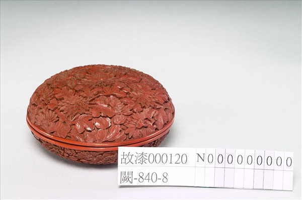 剔紅菊花益壽圓盒