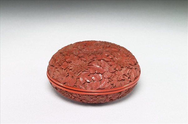 剔紅菊花益壽圓盒