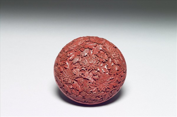 剔紅菊花益壽圓盒