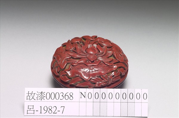 剔紅荷花茶花圓盒