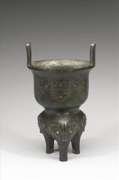 嵌金銀獸面紋甗