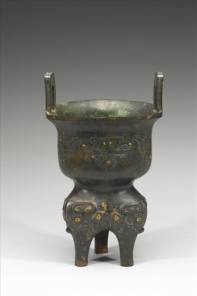 嵌金銀獸面紋甗