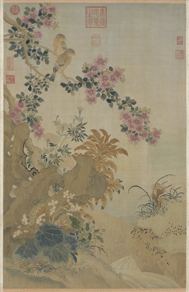 宋緙絲紫芝仙壽圖　軸