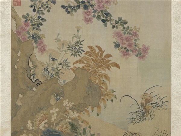 宋緙絲紫芝仙壽圖　軸