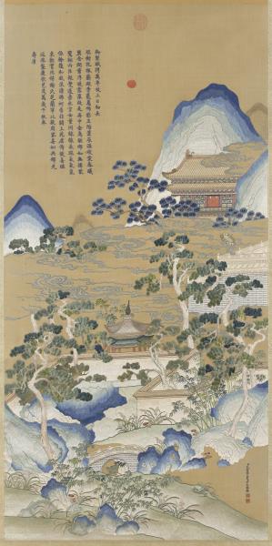 清孔憲培妻于氏恭繡御製萬年枝上日初長詩意　軸