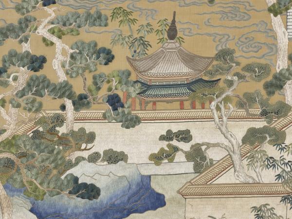 清孔憲培妻于氏恭繡御製萬年枝上日初長詩意　軸