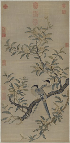 宋緙絲桂枝雙喜圖　軸