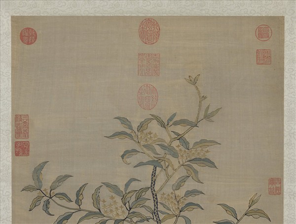 宋緙絲桂枝雙喜圖　軸