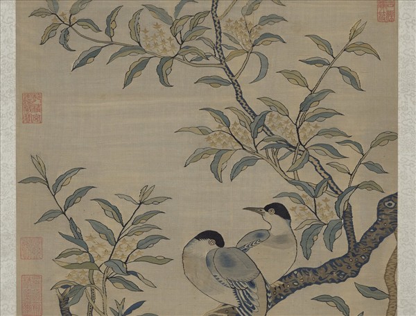 宋緙絲桂枝雙喜圖　軸