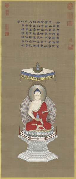 清御製贊繡線無量壽佛　軸