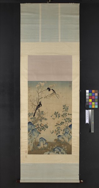 宋緙絲喜報生孫圖　軸