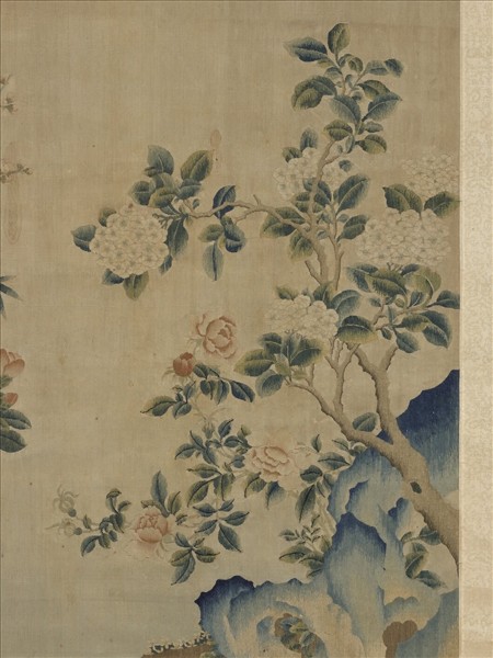 宋緙絲喜報生孫圖　軸