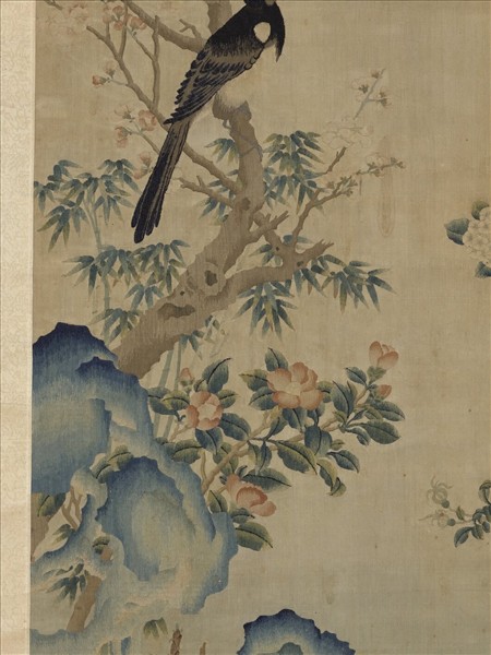 宋緙絲喜報生孫圖　軸