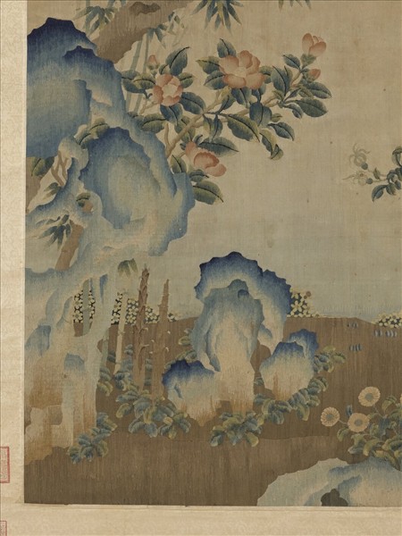 宋緙絲喜報生孫圖　軸