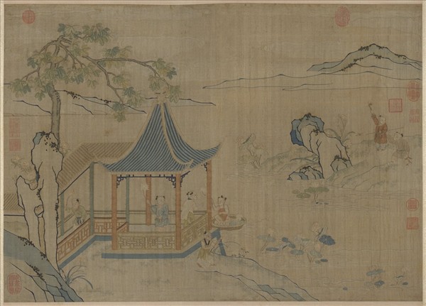 明緙絲戲嬰圖　軸